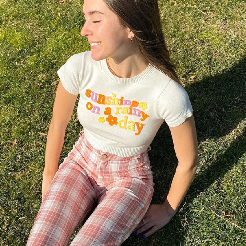 Sunshine Knitted Crop Top