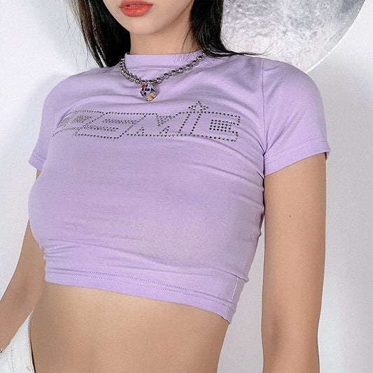 Cosmic Rhinestones Crop Tee